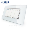 Livolo Manufacturer Luxury White Crystal Glass Panel 4 Gang 2 Way Push Button Home Wall Switch VL-C3K4S-81